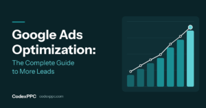 Google Ads optimization guide showing a rising performance chart for generating more leads